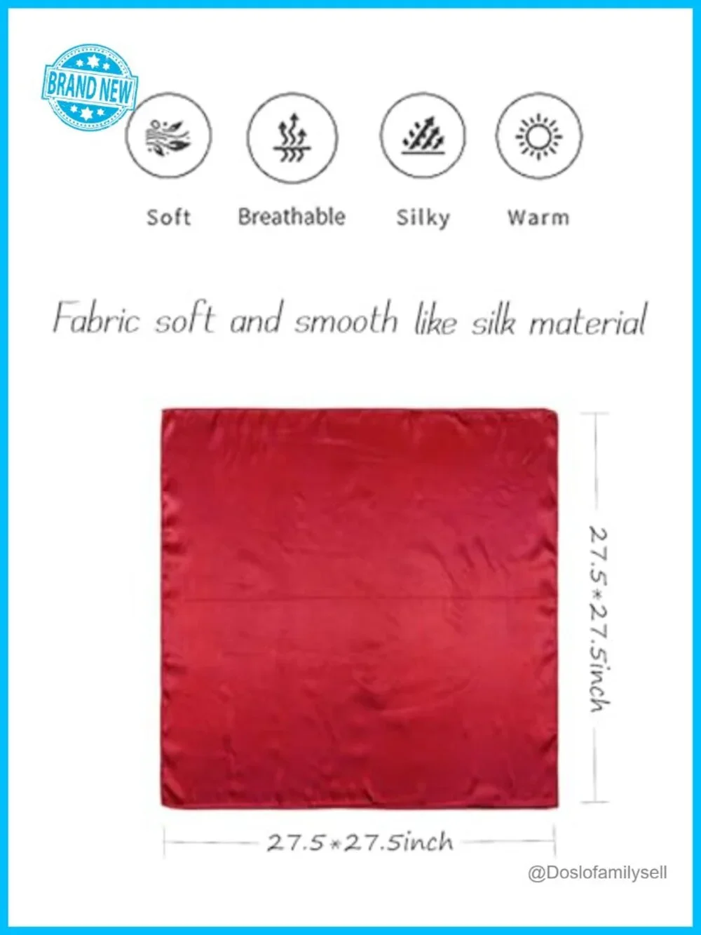 Satin Square Scarf, Emulation Silk for Women, Hair Ribbon, Headband, Handbag